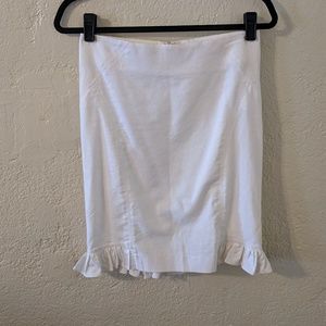 BEBE White Ruffle Pencil skirt